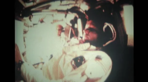 Astronauts working inside the spacecraft Stock Footage 39909057