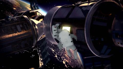 Astronauts working at the space station. Stock Footage 132337703