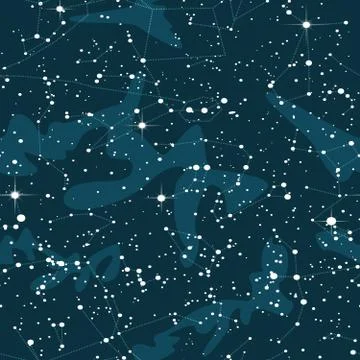 Astronnomic Art Space Seamless Pattern. Endless repeatable night sky background Stock Illustration