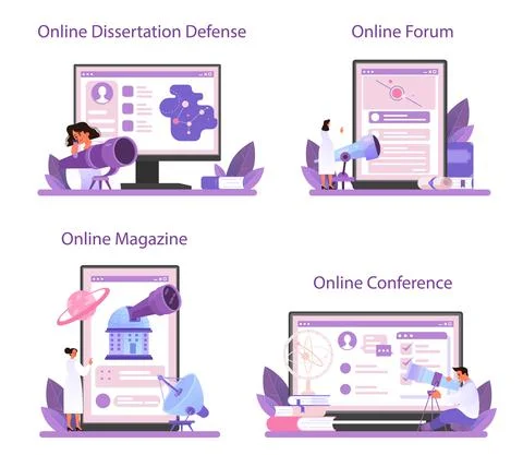 Astronomer online service or platform set. Professional scientist Stock Illustration