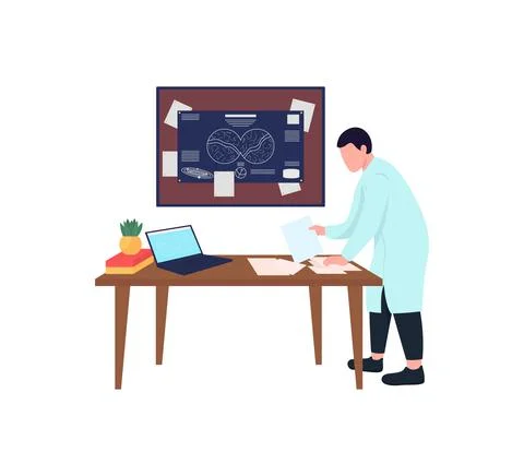 Astronomer working flat color vector faceless character Stockillustratie
