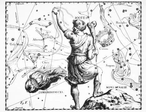Astronomical catalog of constellations on a light background Stock Illustration