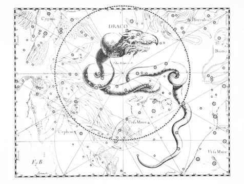 Astronomical catalog of constellations on a light background Stock Illustration