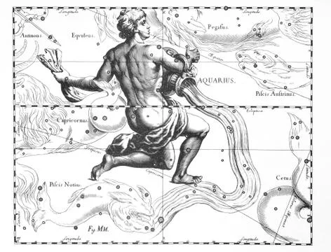 Astronomical catalog of constellations on a light background Foto stock