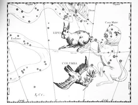 Astronomical catalog of constellations on a light background Stock Photos