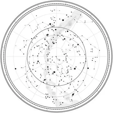 Astronomical Celestial Map Astronomical Celestial Map of Northern Hemisphe... Stock Photos
