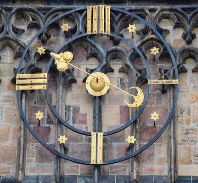 Astronomical Clock and gate of the Gothic Cathedral of Saints Vitus, Prague Stock Photos