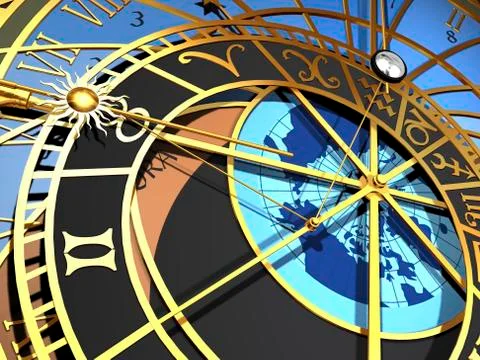 Astronomical clock, artwork Stock Illustration