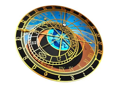 Astronomical clock, artwork Stock Illustration
