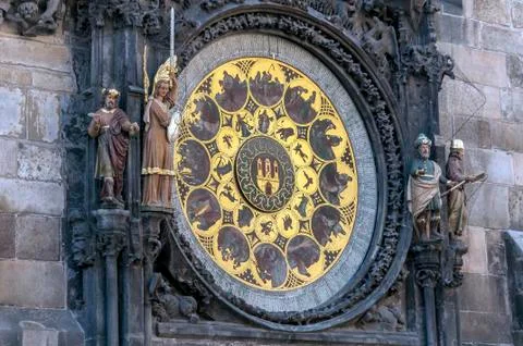 Astronomical clock calendar. Stock Photos