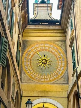 Astronomical Clock in the Clock Tower in Piazza della Loggia, Brescia, Italy. Stock Photos
