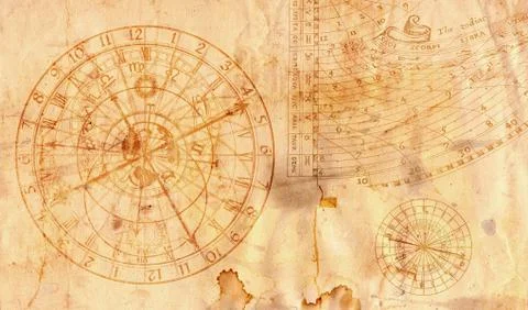 Astronomical clock in grunge style Stock Illustration