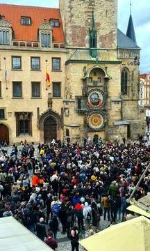 The Astronomical Clock of Prague in action Stock Photos