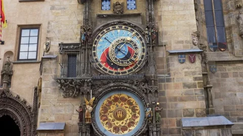 Astronomical clock in Prague, Czech republic. Travel and sights of city breaks Stock Footage 163352268