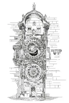 Astronomical Clock in Prague Stock Illustration