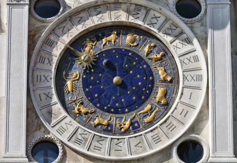 Astronomical clock at San Marco Square in Venice, Italy Stock Photos