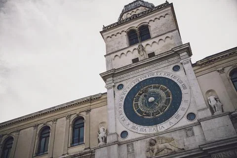 Astronomical clock showing time and planets in padua, italy Stockfoto's