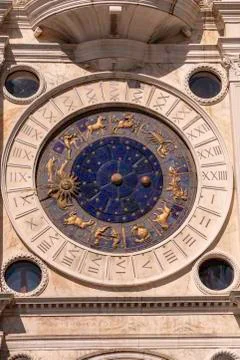 The Astronomical Clock of St Mark's Clocktower Venice 스톡 사진