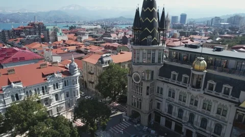 Astronomical clock tower on europe square in batumi georgia Stock Footage 333471509