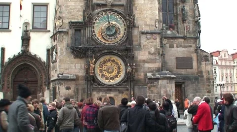 Astronomical Clock Tower in Prague Stock Footage 933880
