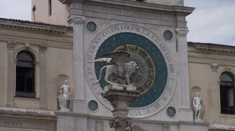 Astronomical clock tower in Signori square, Padua Stock Footage 67640783