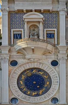 Astronomical clock tower. st. mark's square (piazza san marko), venice, italy Stock Photos