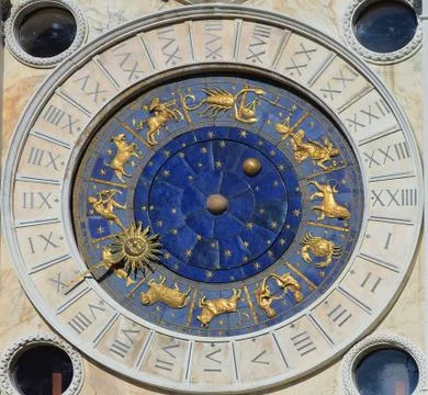 Astronomical clock tower. st. mark's square (piazza san marko), venice, italy Stock Photos