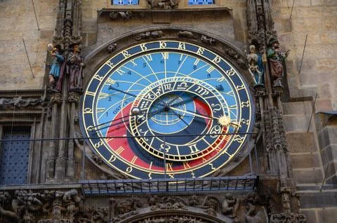 The Astronomical Dial of The Prague Astronomical Clock, Prague, Czech Republi Stock Photos