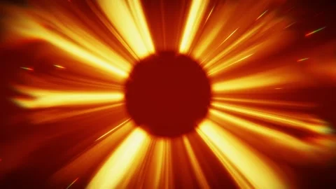 An astronomical object emitting amber heat with symmetrical orange rays Stock Footage 276192582