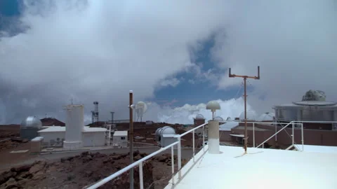 Astronomical observatories on Mauna Kea summit Stock Footage 330555849