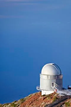 Astronomical Observatories at Roque de los Muchachos in La Palma, Spain. Stock Photos