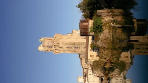 Astronomical observatory, Specola, reflected in the river vertically, Padua Stock Footage 122244832
