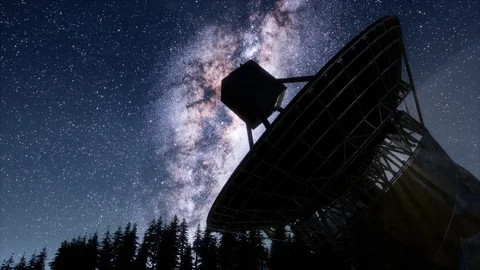Astronomical observatory under the night sky stars. hyperlapse Vídeos de archivo 102276113