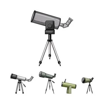Astronomical telescope collection for observing outer space Stock Illustration