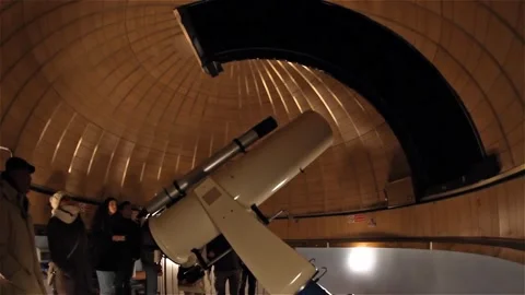 Astronomical Telescope Inside Observatory Dome, Pian Dei Termini (21th Jan 2017) 库存影片 344046341