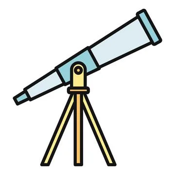 Astronomical telescope on a tripod for studying space and stars Stock Illustration