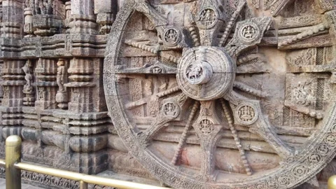 Astronomical time measure sun dial at 800 year old Sun Temple, Konark, India Stock Footage 154851072