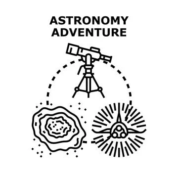 Astronomy adventure exploring space and celestial bodies Stock Illustration