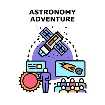 Astronomy adventure exploring space and universe education Stock Illustration