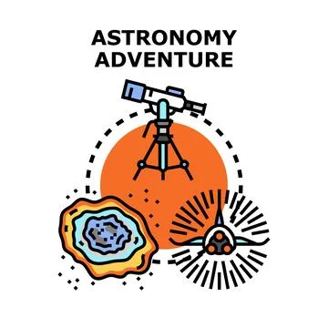 Astronomy adventure exploring space and celestial bodies Stock Illustration