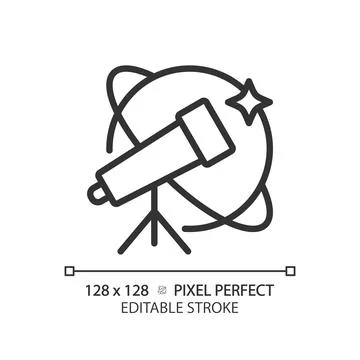 Astronomy and STEM pixel perfect linear icon Illustrazione stock
