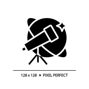 Astronomy and STEM pixel perfect black glyph icon Stockillustratie