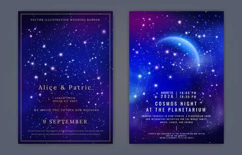Astronomy background. Night sky. Cosmic galaxy. Space banner. Glittering Stock Illustration