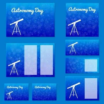 Astronomy Day. Template design set. Night sky with stars. 스톡 일러스트
