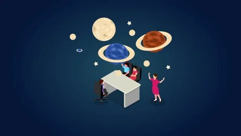 Astronomy Education and Science Concept with Isometric Children Learning Ab.. Stock Footage 337954716