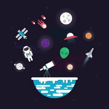 Astronomy flat icon Illustrazione stock
