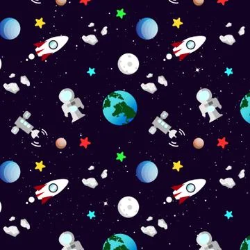 Astronomy, galaxy and space pattern with stars scatter shiny abstract background Stock Illustration