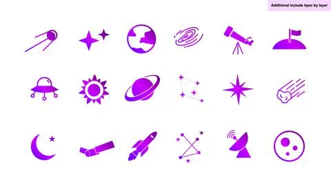 Astronomy icon set vector - AD184 Stock Illustration