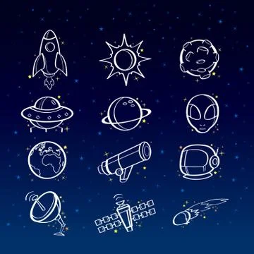 Astronomy icons Stock Illustration