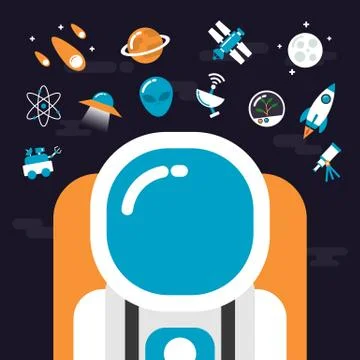 Astronomy with icons 스톡 일러스트